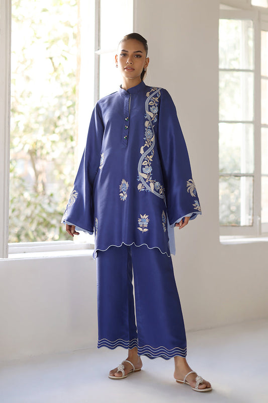 Royal Azure – Embroidered Kurta & Straight Pants Co-Ord Set