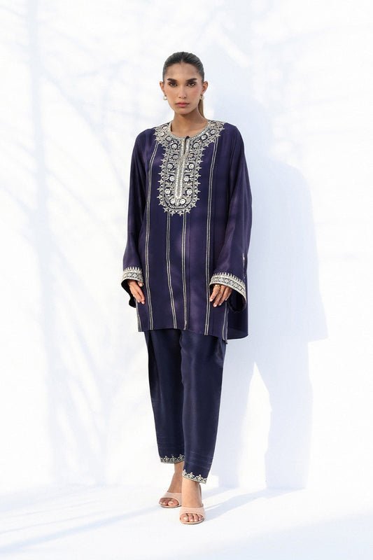Midnight Grace – Embroidered Straight Kurta & Pants Co-Ord Set