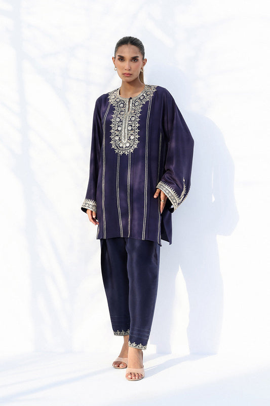 Midnight Grace – Embroidered Straight Kurta & Pants Co-Ord Set
