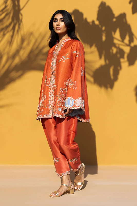 Sunset Ember – Embroidered Kaftan Kurta with Straight Pants Set