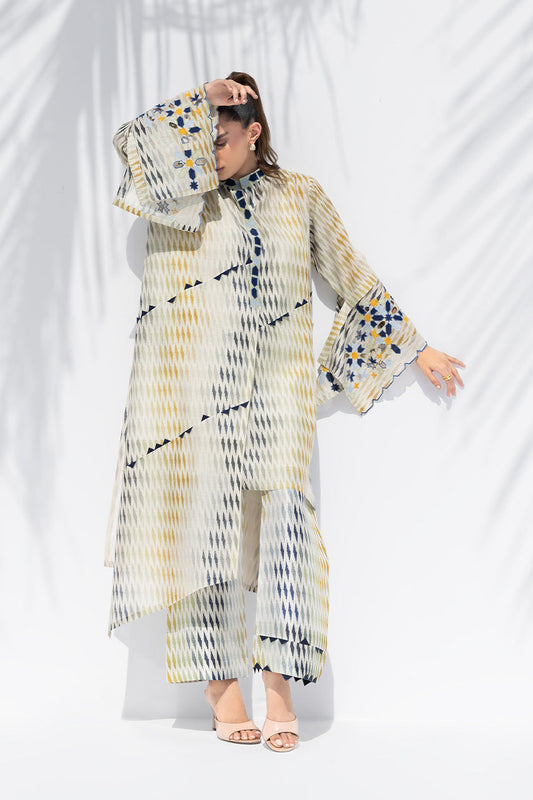 Ivory Prism – Geometric Printed Kurta Set