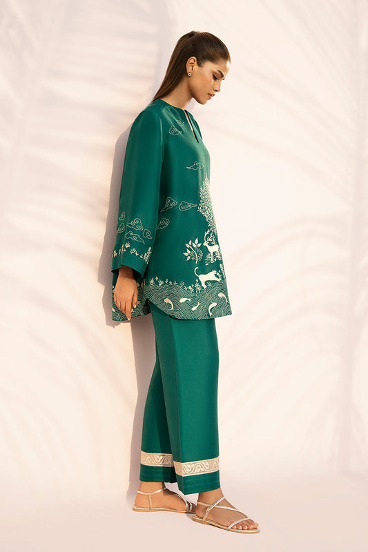 Emerald Story – Forest-Inspired Printed Kurta Pant Set