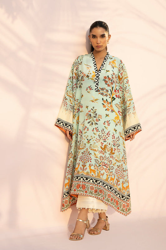 Mint Heritage – Printed A-Line Kurta with Straight Pants Co-Ord Set