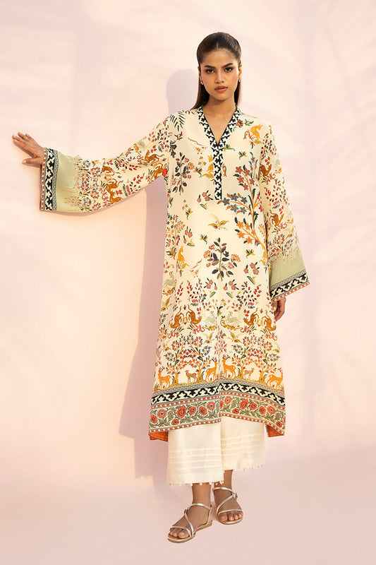 Ivory Wildscape – Printed A-Line Kurta with Straight Pants Co-Ord Set