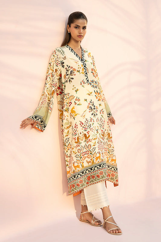 Ivory Wildscape – Printed A-Line Kurta with Straight Pants Co-Ord Set