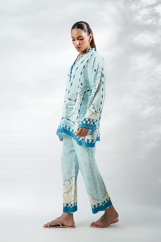 Aqua Breeze – Ocean-Inspired Printed Co-Ord Kurta Pant Set