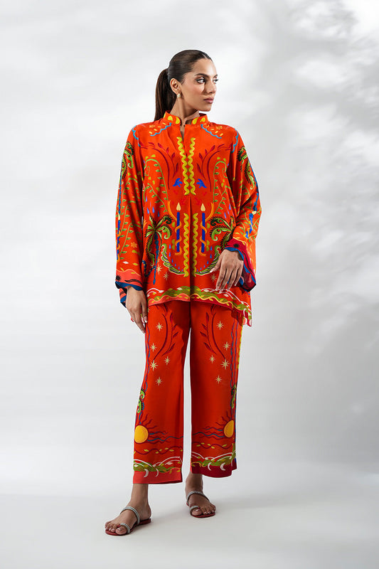 Sunburst Fiesta – Vibrant Orange Printed Co-Ord Set