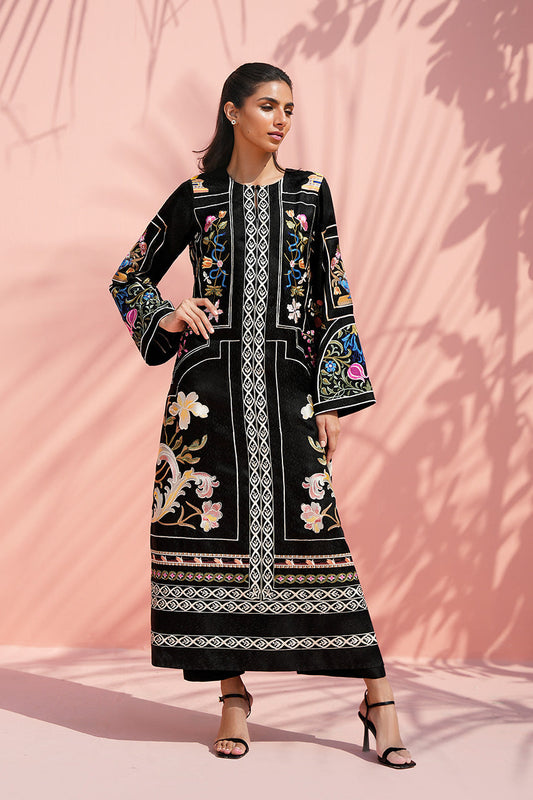 Midnight Noir – Embroidered Long Kurta with Straight Pants Co-Ord Set