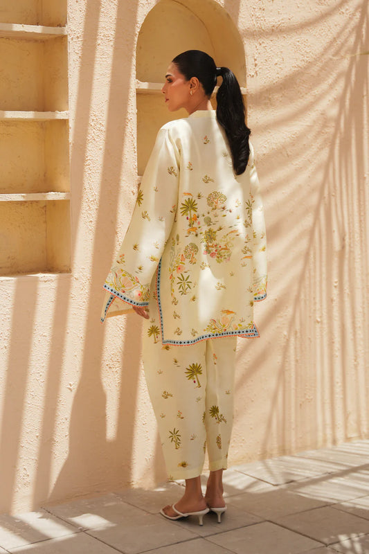Ivory Gul – Printed Kurta with Tapered Pants Co-Ord Set