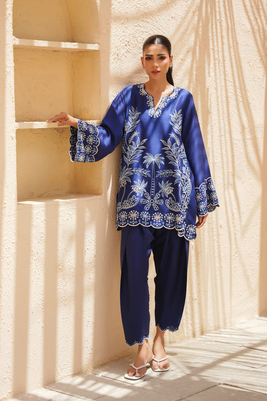 Midnight Azure – Embroidered Kurta Pant Set