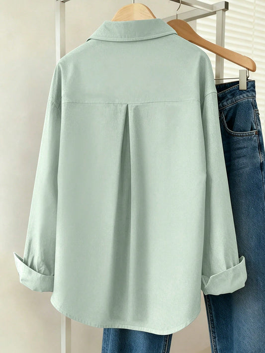 Sage Green Essential Long Sleeve Oversized Shirt