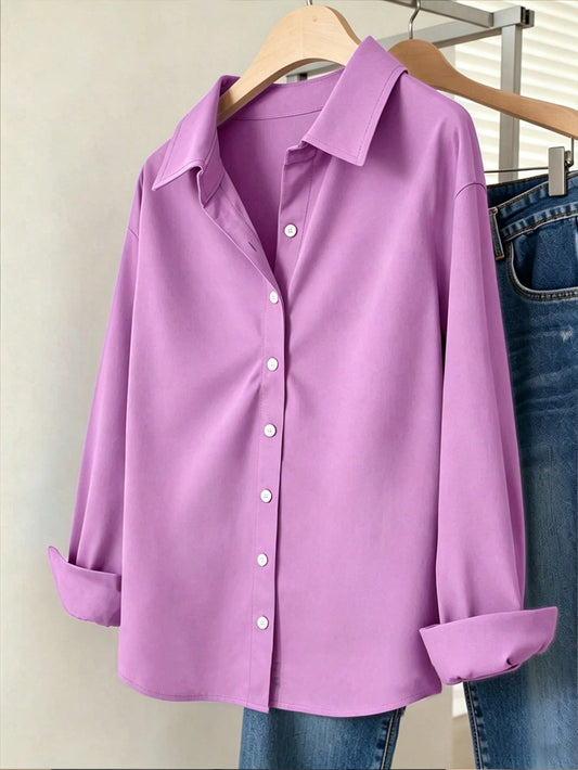 Lavender Essential Long Sleeve Oversized Shirt
