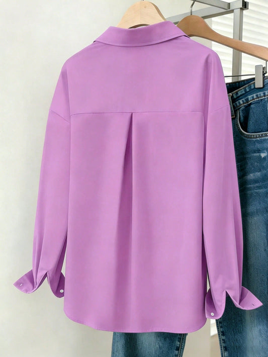 Lavender Essential Long Sleeve Oversized Shirt
