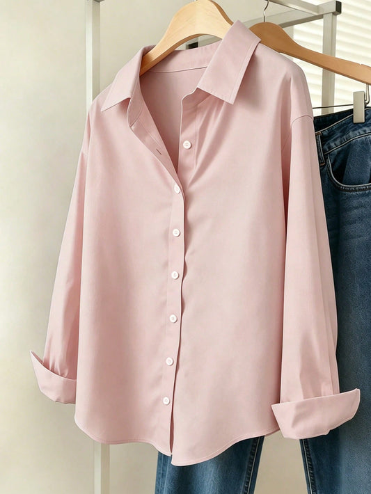 Blush Pink Essential Long Sleeve Oversized Shirt