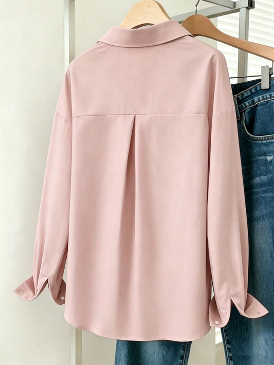 Blush Pink Essential Long Sleeve Oversized Shirt