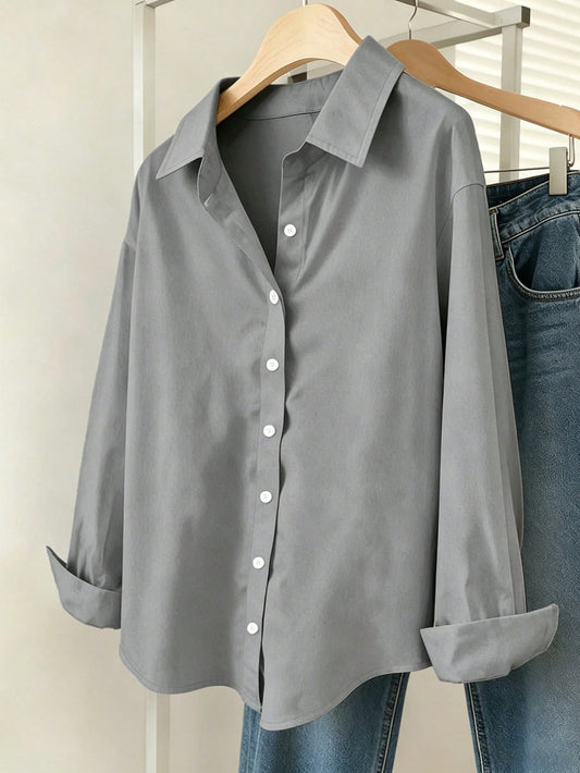 Grey Essential Long Sleeve Oversized Shirt