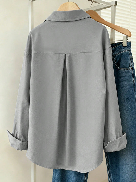 Grey Essential Long Sleeve Oversized Shirt