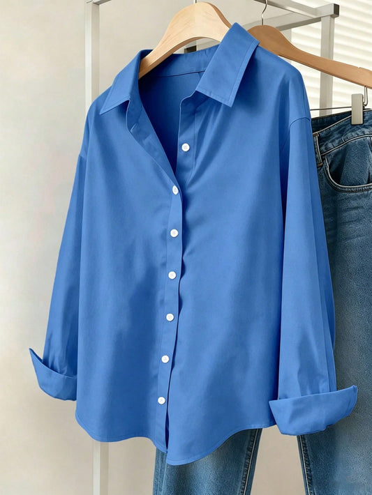 Royal Blue Essential Long Sleeve Oversized Shirt