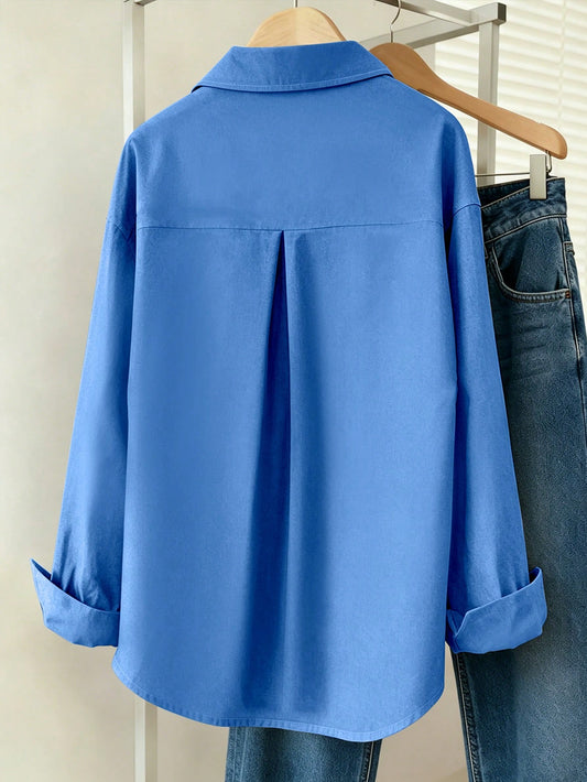 Royal Blue Essential Long Sleeve Oversized Shirt
