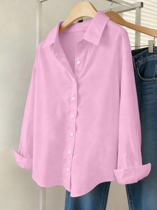 Blush Pink Essential Long Sleeve Oversized Shirt