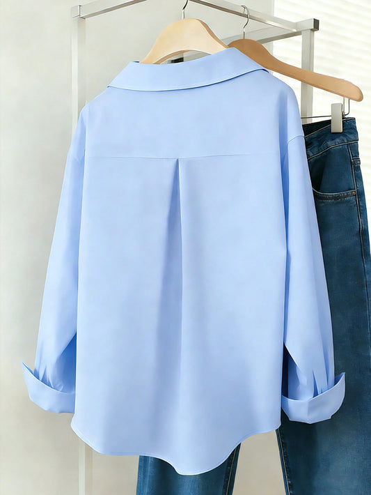 Sky Blue Essential Long Sleeve Oversized Shirt