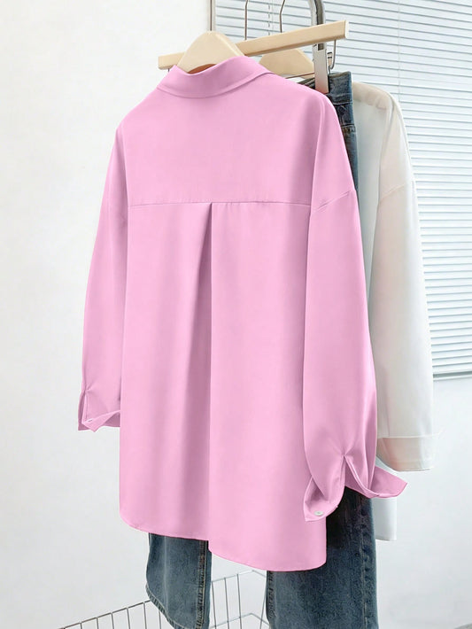 Blush Pink Essential Long Sleeve Oversized Shirt