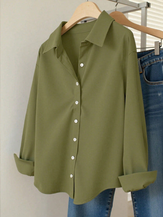 Olive Essential Long Sleeve Oversized Shirt