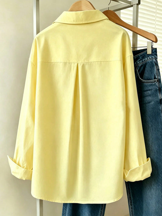 Butter Yellow Essential Long Sleeve Oversized Shirt