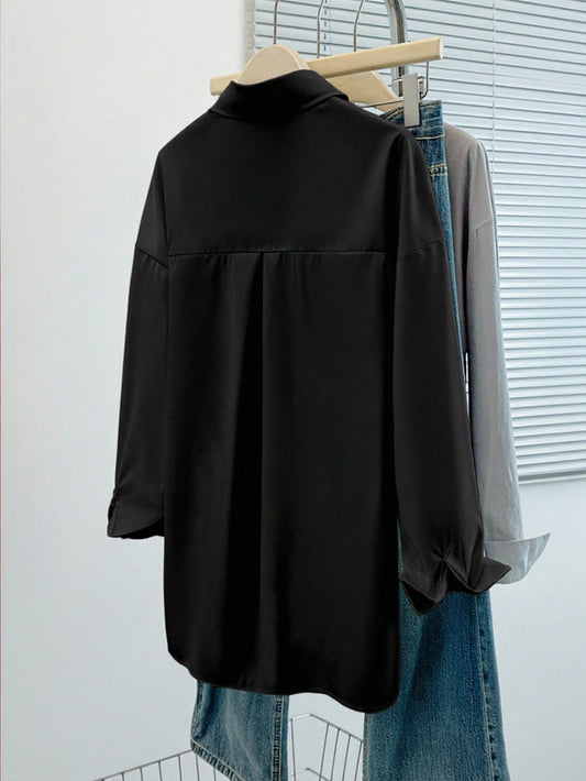 Black Essential Long Sleeve Oversized Shirt